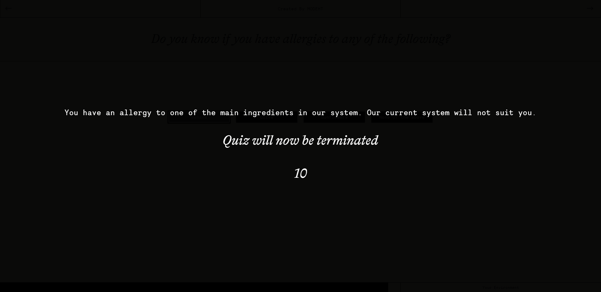 Termination screen Termination screen example